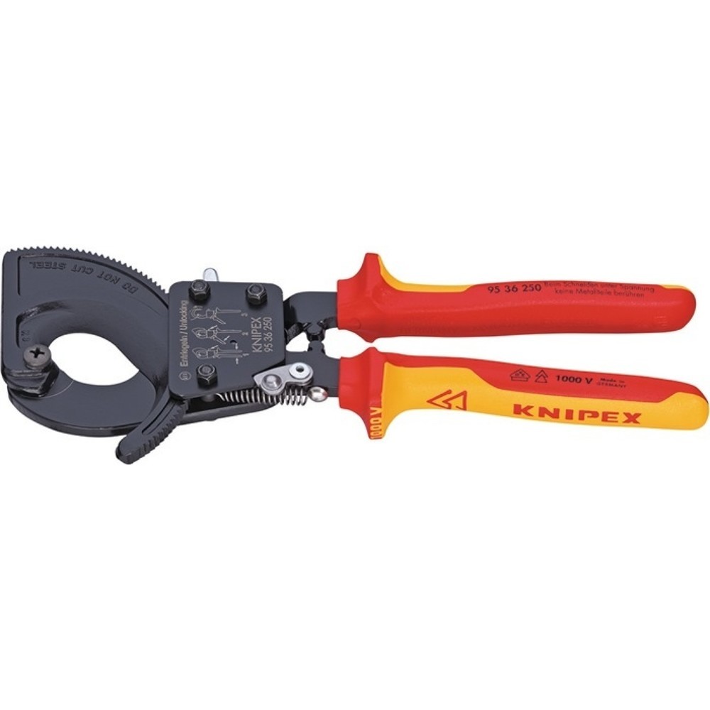 Produktabbildung: KNIPEX Kabelschneider Gesamt-L.280mm max.52 (380 mm²)mm Mehrkomp.-Hüllen VDE
