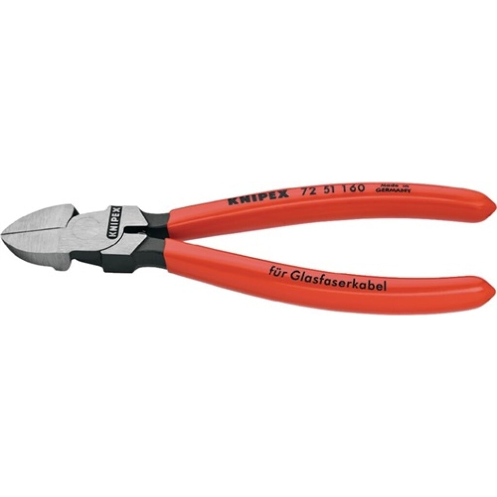 Kunststoffschneider L.160mm gerade pol. m.ku.überz. KNIPEX f.Glasfaser Produktabbildung: Kunststoffschneider L.160mm gerade pol. m.ku.überz. KNIPEX f.Glasfaser