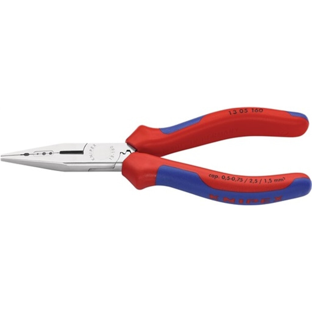 Verdrahtungszange L.160mm 0,5-0,75/1,5/2,5 mm² verchr.2K-Hülle KNIPEX Produktabbildung: Verdrahtungszange L.160mm 0,5-0,75/1,5/2,5 mm² verchr.2K-Hülle KNIPEX