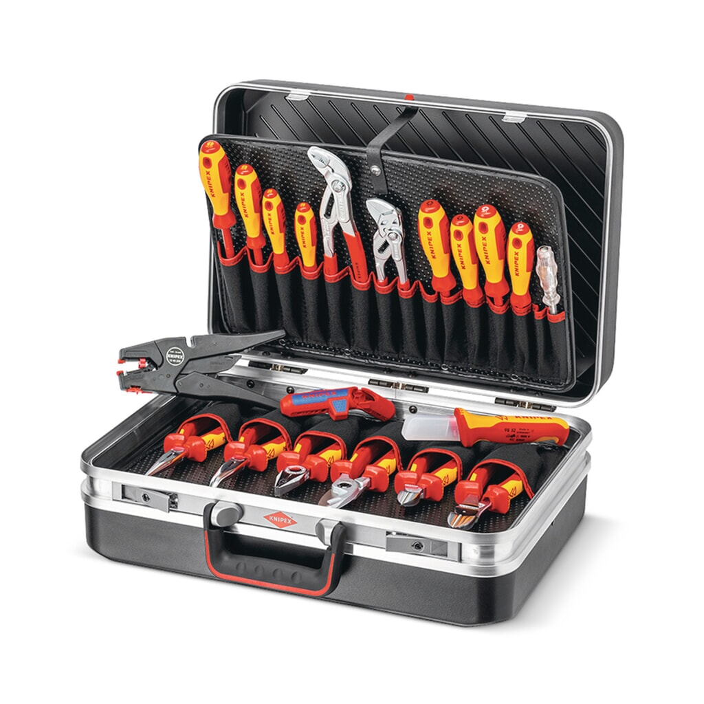 KNIPEX Werkzeugkoffer Elektro, 20-teilig Produktabbildung: KNIPEX Werkzeugkoffer Elektro, 20-teilig