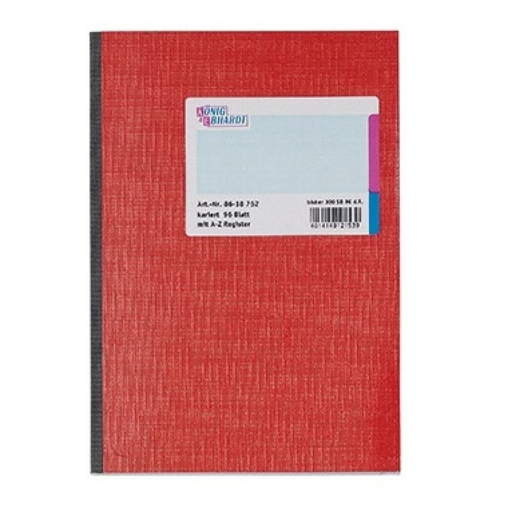 König & Ebhardt Registerbuch 8618752 DIN A5 96Blatt kariert rot Produktabbildung: König & Ebhardt Registerbuch 8618752 DIN A5 96Blatt kariert rot