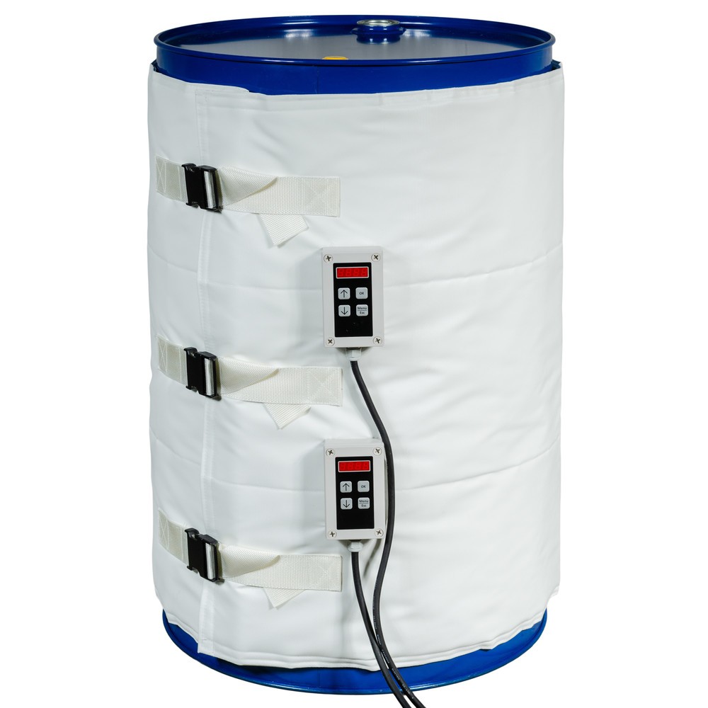 Zdjęcie produktu: Kołnierz grzewczy do beczek Kuhlmann, odpowiedni do przemysłu spożywczego oraz farmaceutycznego, 200–220 l, 0–120ºC, 230 V, 2 x 600 W, dł. x szer. 1990 x 800 mm