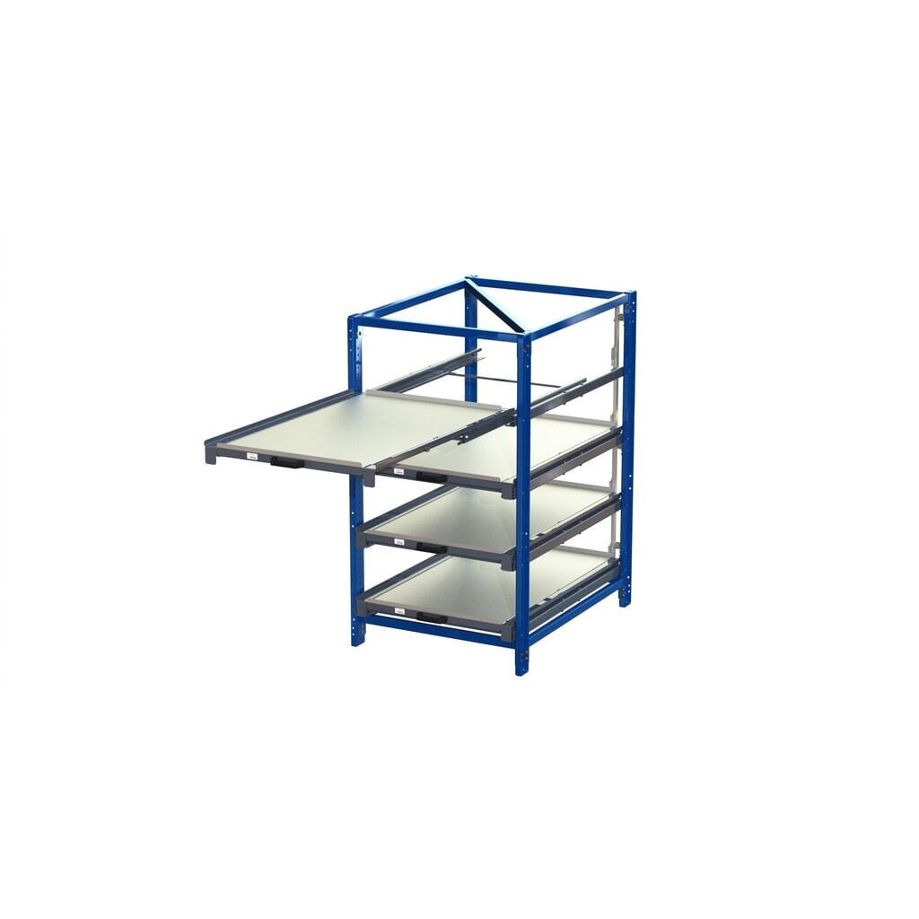 Kompakt-Auszugsregal mit 4 Schubfächern, Fachlast 150 kg, Höhe 1.560 mm Produktabbildung Nr. 2: Kompakt-Auszugsregal mit 4 Schubfächern, Fachlast 150 kg, Höhe 1.560 mm
