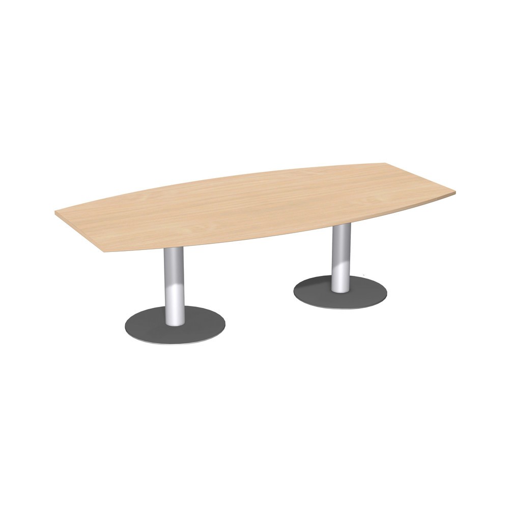Produktabbildung: Geramöbel Konferenztisch fassförmig, mit Tellerfuß, BxT 2.400 x 800/1200 mm, Buche
