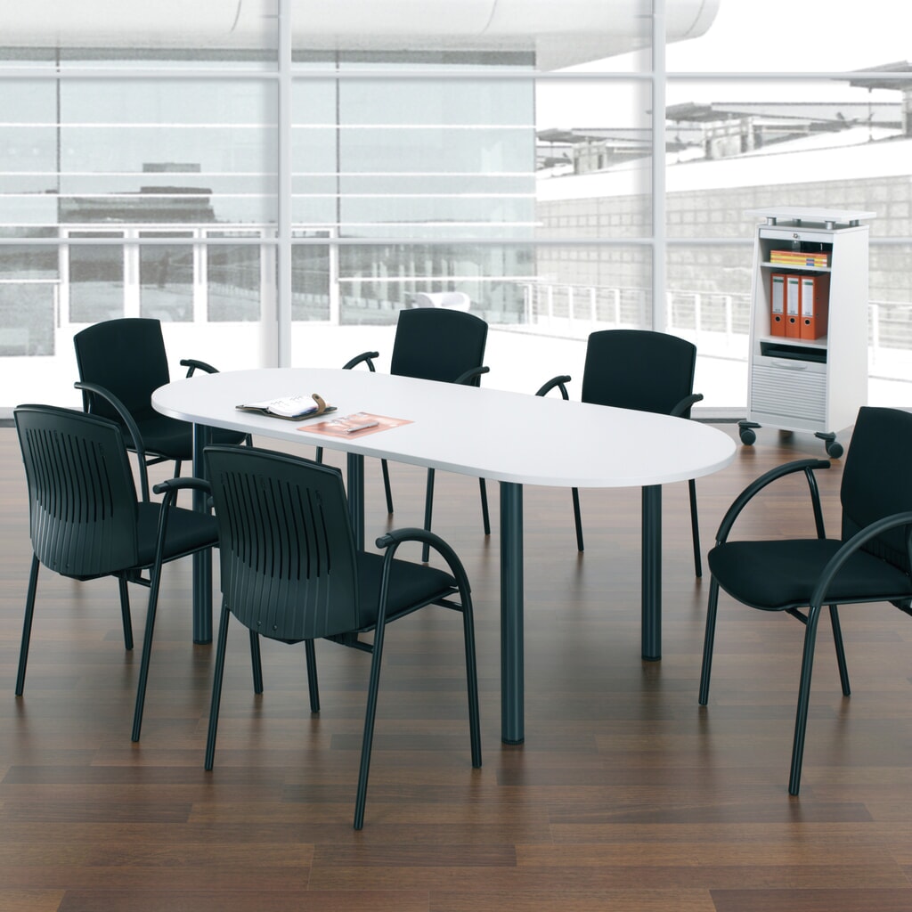 Produktabbildung: Konferenztisch Ovalform, BxT 2.000 x 900 mm, Ahorn/anthrazit