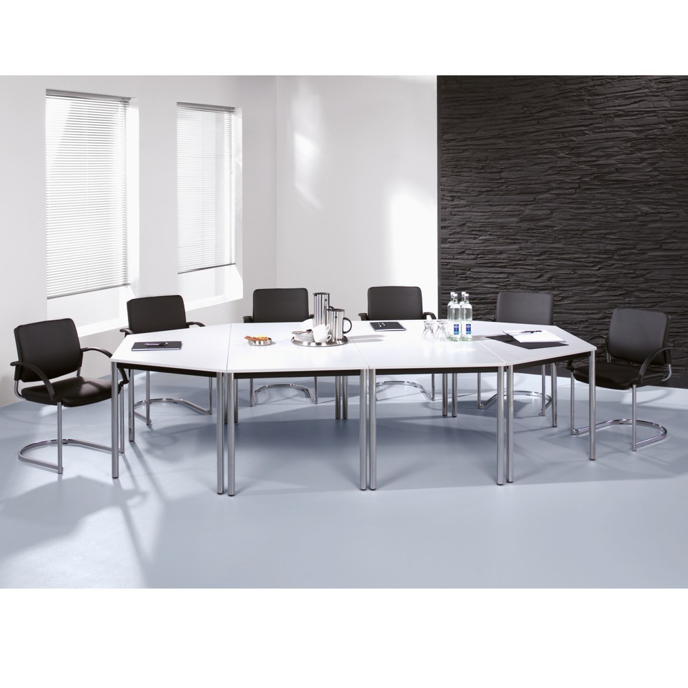 Produktabbildung: Hammerbacher Konferenztisch Premium, Rundrohr, BxT 1.600 x 800 mm, lichtgrau/schwarz