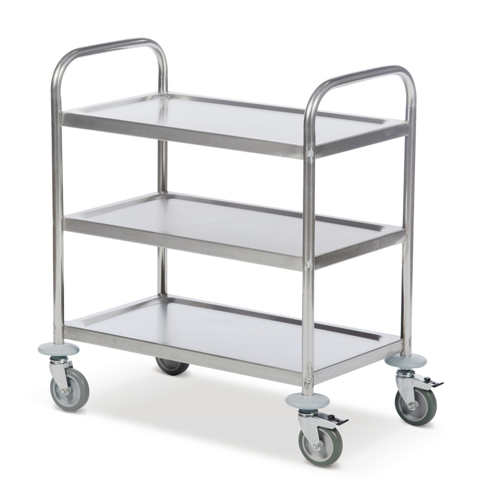 Illustration du produit: Kongamek Chariot de service en acier inoxydable BASIC, 3 tablettes de 685 x 380 mm
