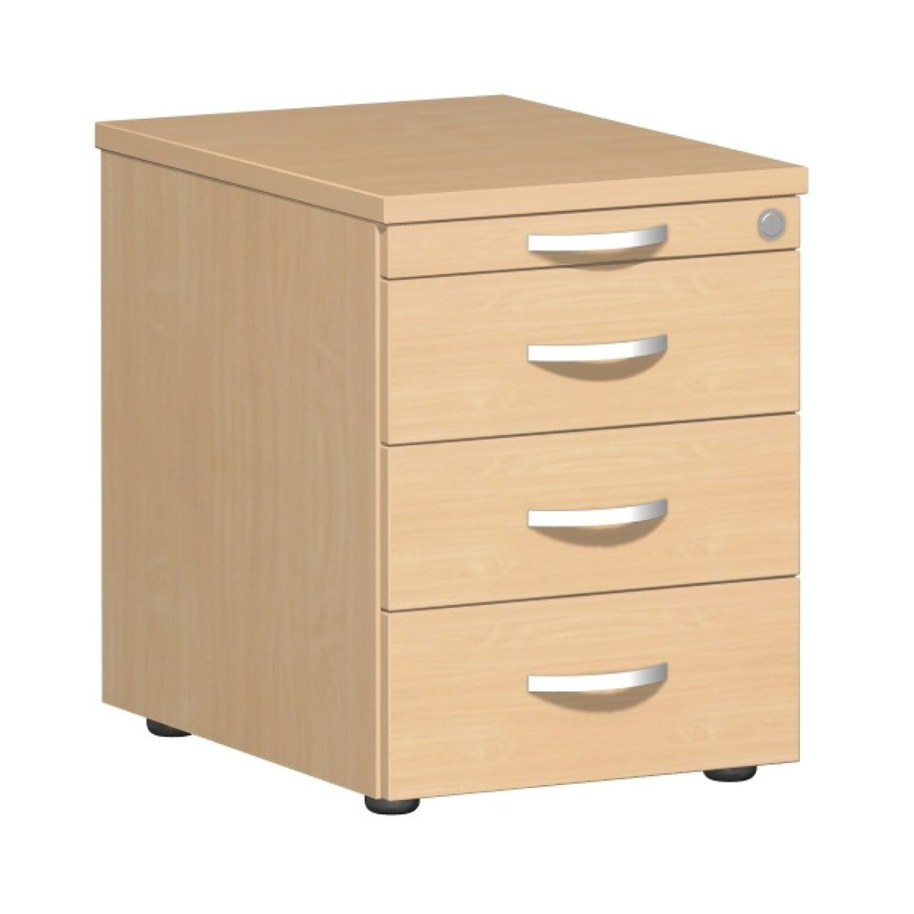 Obrázok výrobku: Kontajner na kolieskach Lissabon, v x š x h 566 x 600 x 430 mm, 3 plastové zásuvky, buk