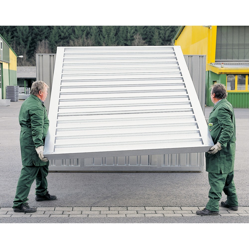 Zdjęcie produktu nr 3: Kontener materiałowy FLADAFI®, pojedynczy moduł, ocynkowany, wys.× szer.× gł. 2150 × 2100 × 1140 mm, demontowany, drewniana podłoga