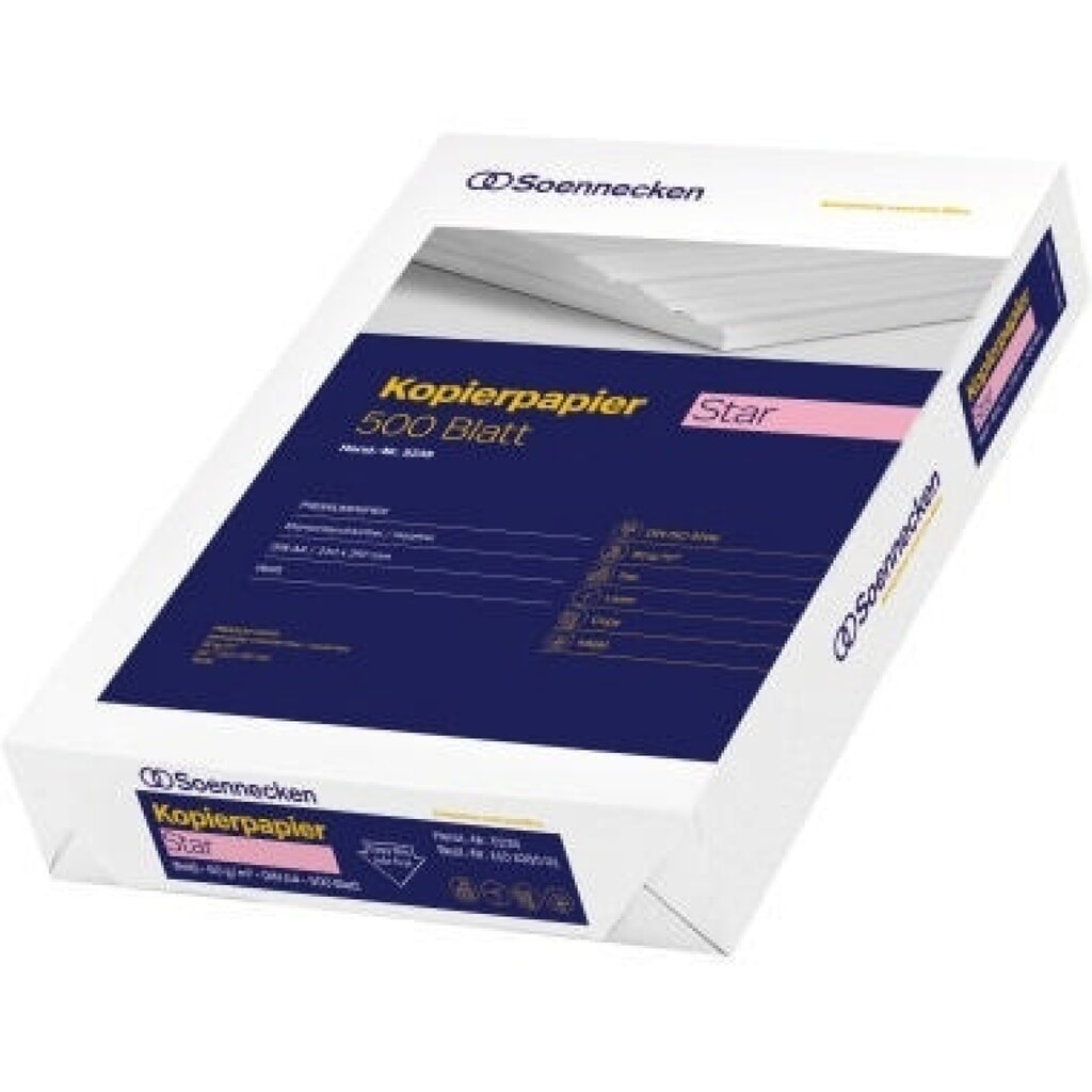 Soennecken Kopierpapier Star 5235 DIN A4 80g weiß 500 Bl./Pack. Produktabbildung: Soennecken Kopierpapier Star 5235 DIN A4 80g weiß 500 Bl./Pack.