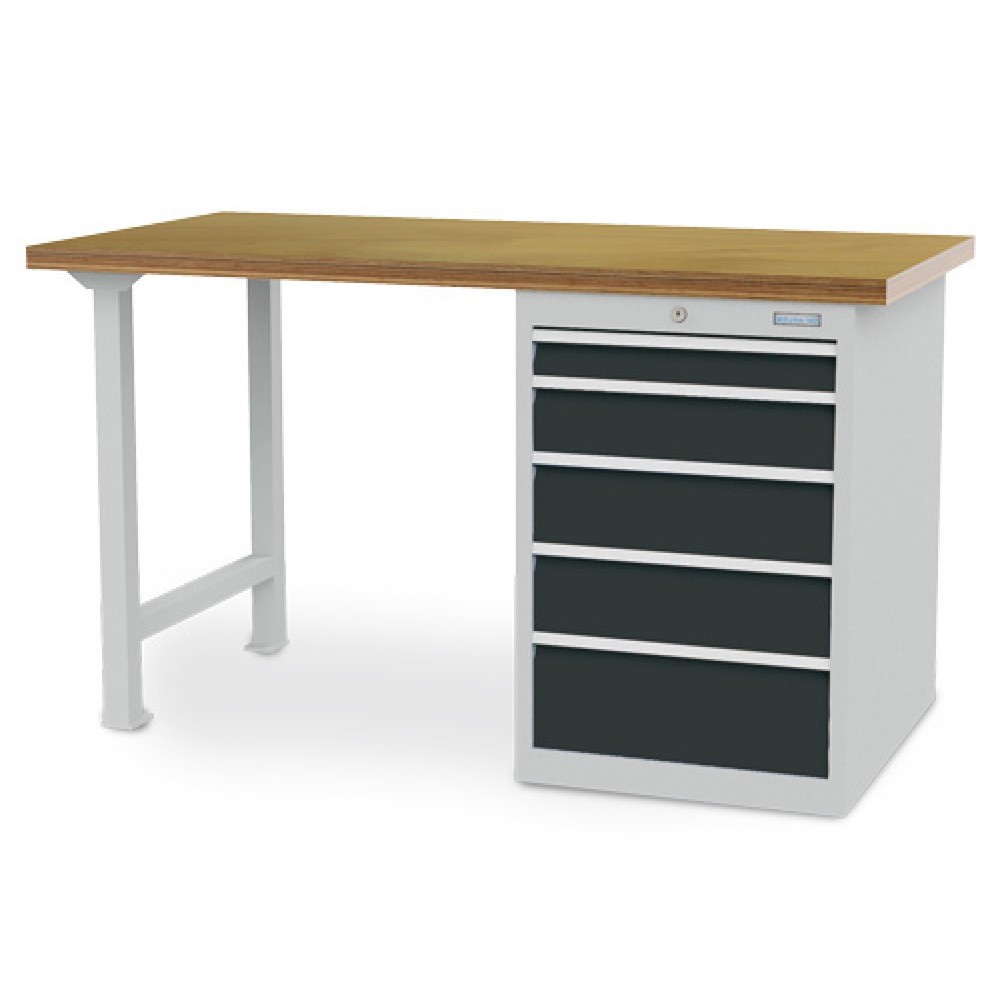 Product afbeelding: Koppelbare werkbank Bedrunka+Hirth R 18-24, hxbxd 859 x 1.500 x 750 mm, lichtgrijs, antracietgrijs, 5 lades 1x75 + 1x125 + 2x150 + 1x200 mm