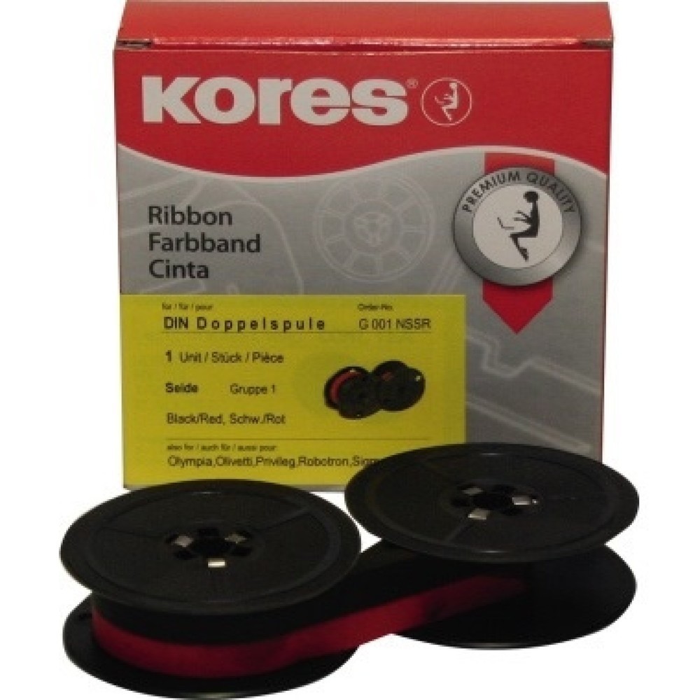 Produktabbildung Nr. 1: Kores Farbband G001NSSR Gr.1D für Triumph Adler Seide schwarz/rot