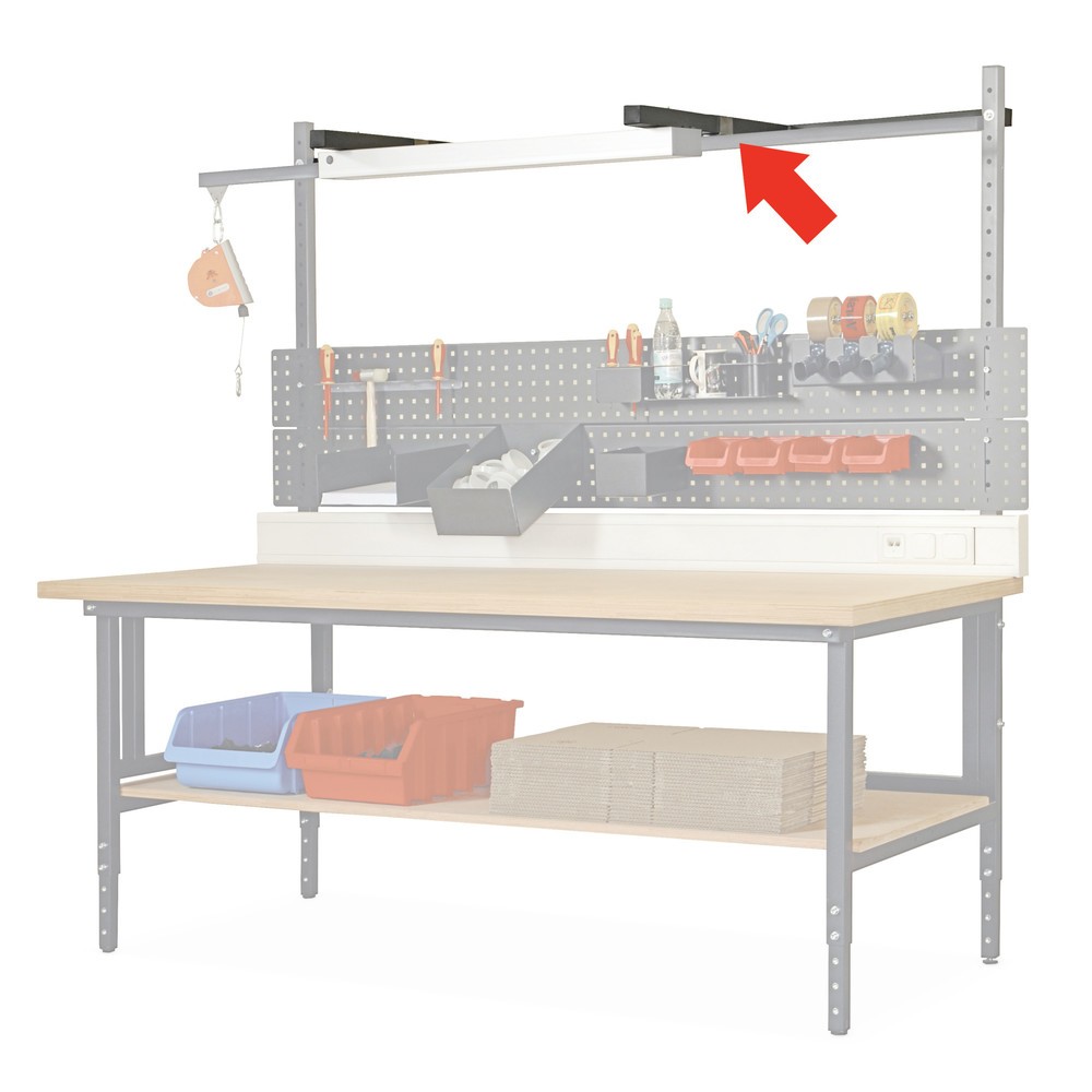 Produktabbildung: Kragarm für Packtisch, BxT 1.455 x 40 mm, lichtgrau