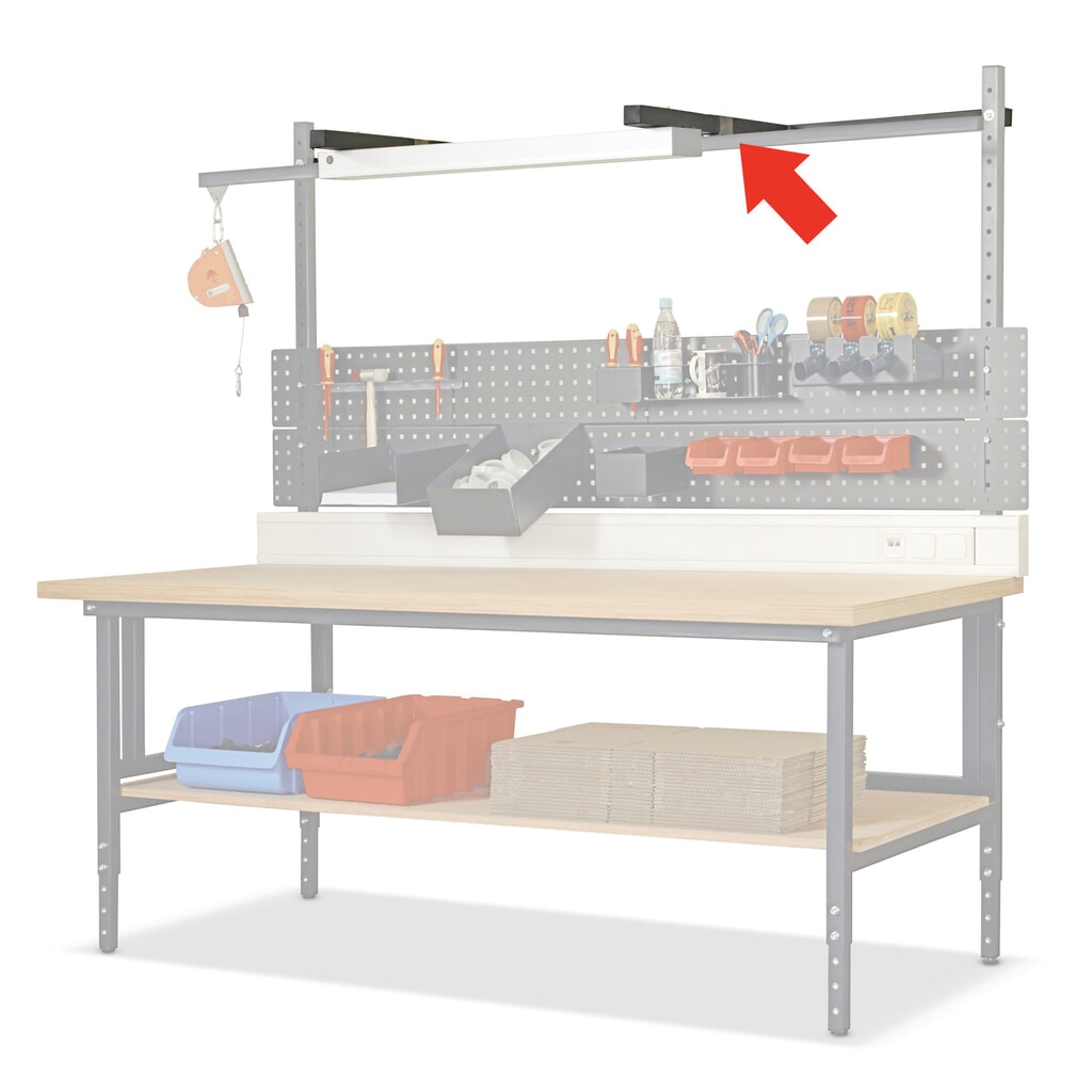 Produktabbildung: Kragarm für DAHMEN Packtische Classic und Multiplex, BxT 1.455 x 40 mm, anthrazit