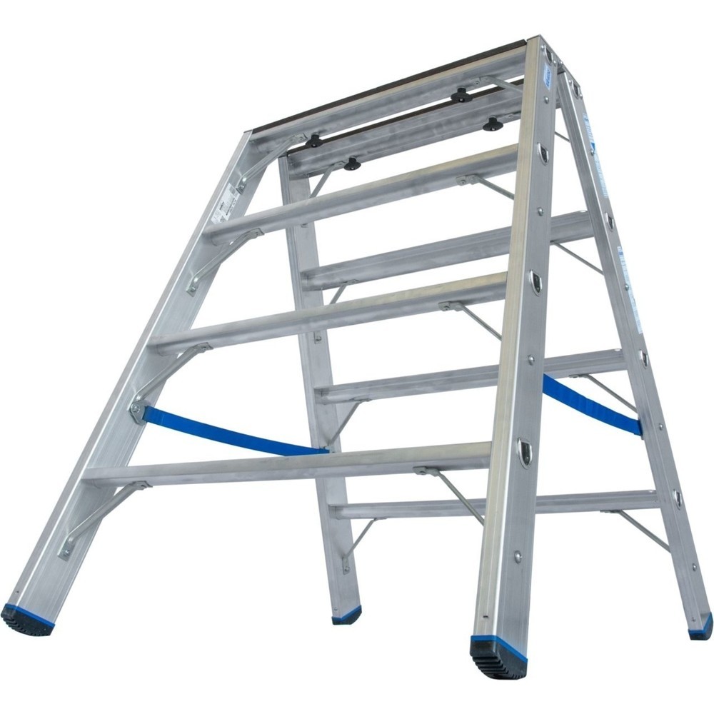 N° de l'image du produit 2 : KRAUSE® Escabeau double à marches STABILO avec support en bois 2x4 marches