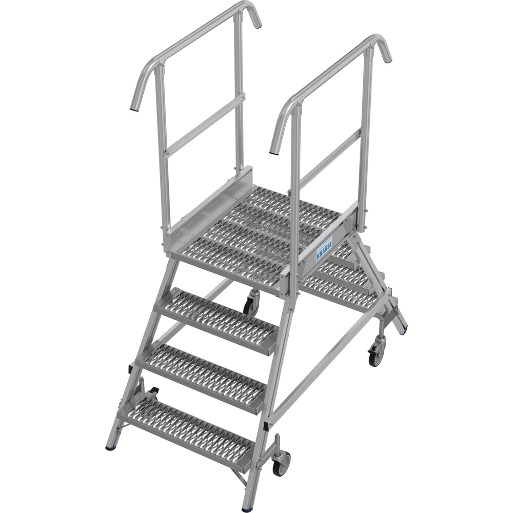 Produktabbildung: KRAUSE® STABILO fahrbare Podestleiter, beidseitig begehbar, Profilrost R13, 2 x 4 Stufen