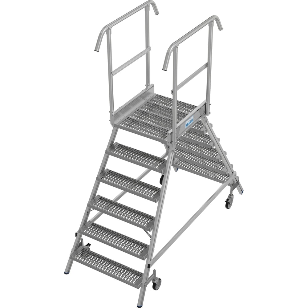 Produktabbildung: KRAUSE® STABILO fahrbare Podestleiter, beidseitig begehbar, Profilrost R13, 2 x 6 Stufen