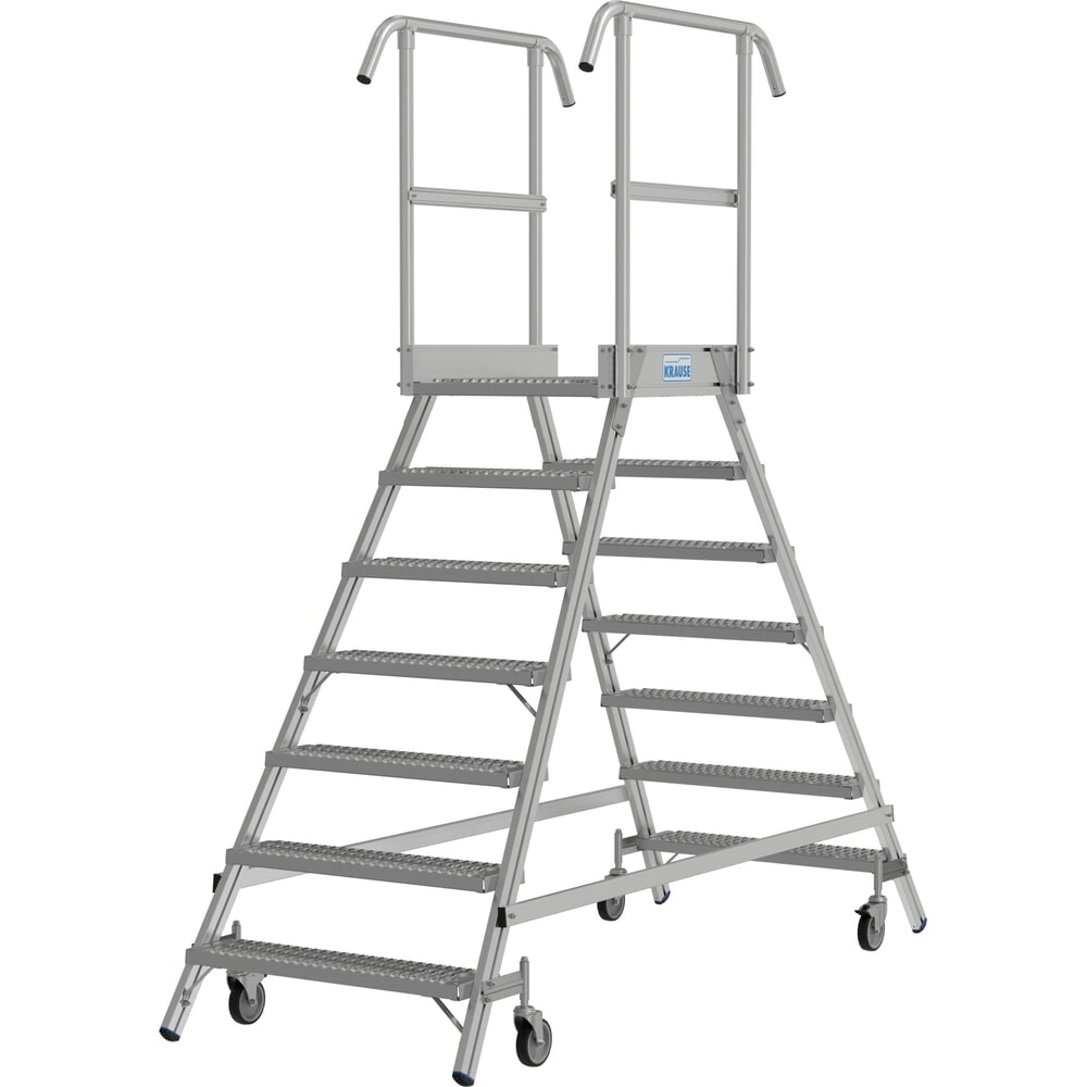 Produktabbildung Nr. 14: KRAUSE® STABILO fahrbare Podestleiter, beidseitig begehbar, Profilrost R13, 2 x 7 Stufen
