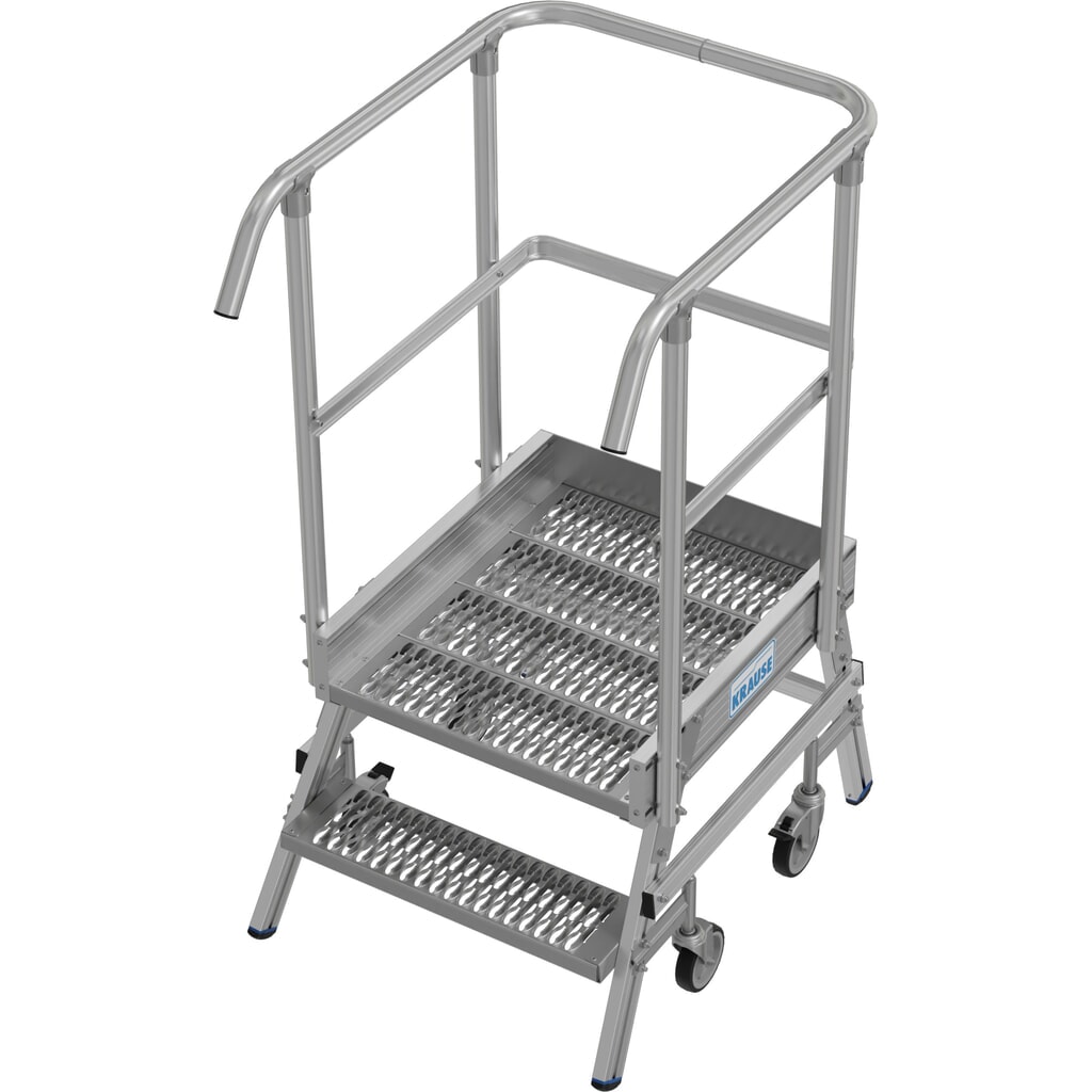 Produktabbildung: KRAUSE® STABILO fahrbare Podestleiter, einseitig begehbar, Profilrost R13, 2 Stufen