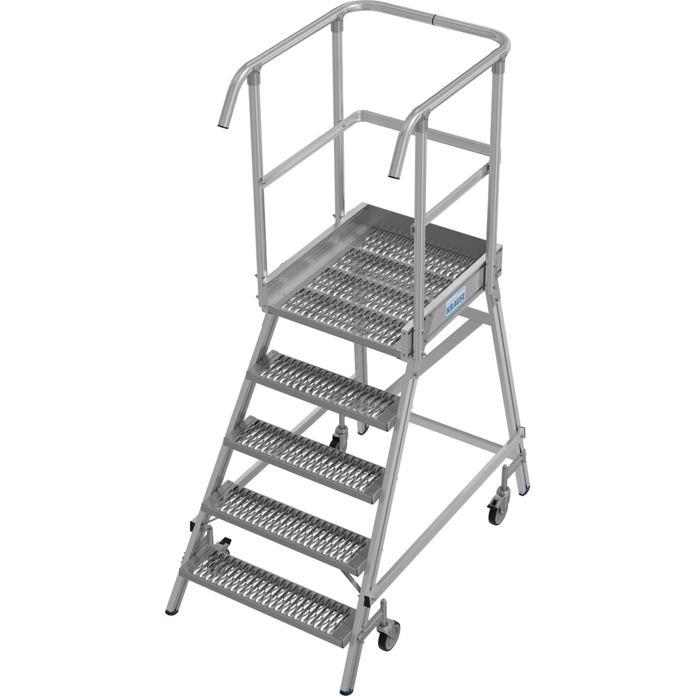 Produktabbildung: KRAUSE® STABILO fahrbare Podestleiter,einseitig begehbar, Profilrost R13, 5 Stufen