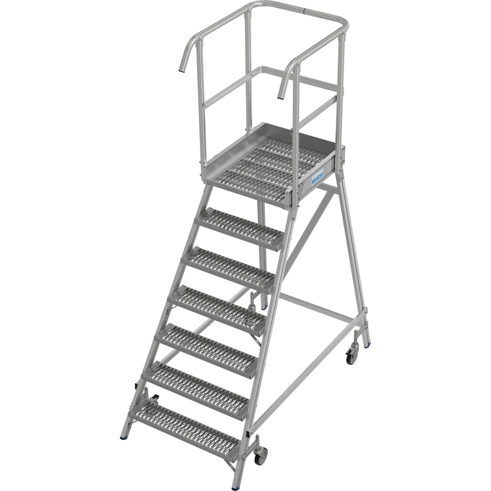 Produktabbildung: KRAUSE® STABILO fahrbare Podestleiter, einseitig begehbar, Profilrost R13, 7 Stufen