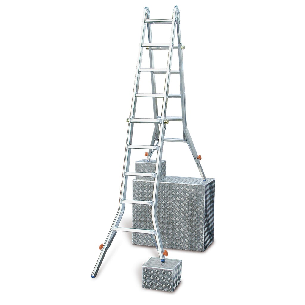KRAUSE® STABILO Gelenk-Teleskopleiter mit 4 integrierten Holmverlängerungen, max. Länge 4,20 m Produktabbildung: KRAUSE® STABILO Gelenk-Teleskopleiter mit 4 integrierten Holmverlängerungen, max. Länge 4,20 m