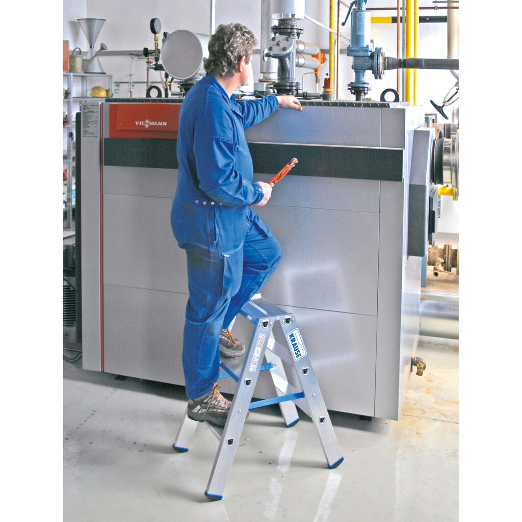 KRAUSE® STABILO Klapptritt aus Aluminium, 2-seitig begehbar, Standhöhe 0,25 m Produktabbildung: KRAUSE® STABILO Klapptritt aus Aluminium, 2-seitig begehbar, Standhöhe 0,25 m