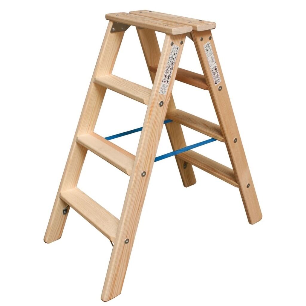 KRAUSE® STABILO Doppelleiter aus Holz 2x4 Stufen Produktabbildung: KRAUSE® STABILO Doppelleiter aus Holz 2x4 Stufen