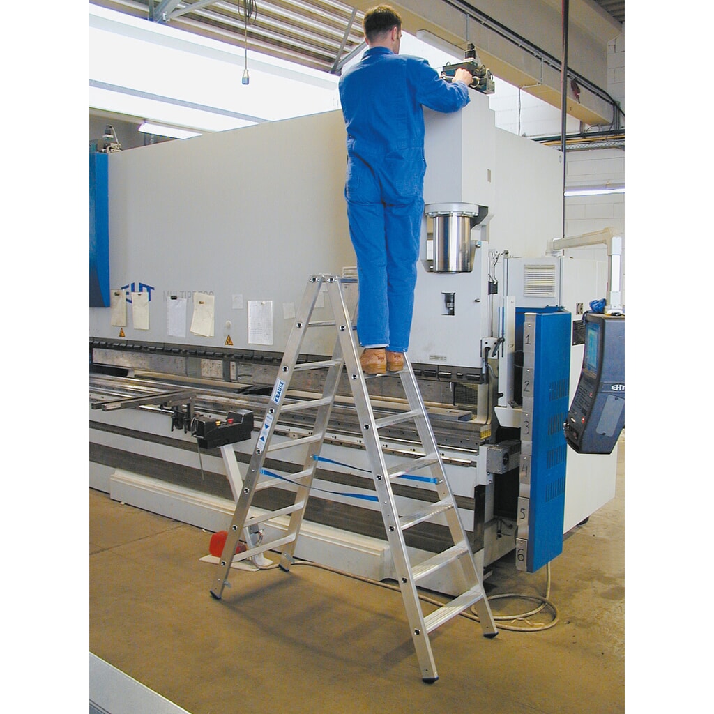 KRAUSE® Stufen-r, 2-seitig begehbar, hochfest gebördelt aus Aluminium, Standhöhe 0,70 m Produktabbildung: KRAUSE® Stufen-r, 2-seitig begehbar, hochfest gebördelt aus Aluminium, Standhöhe 0,70 m