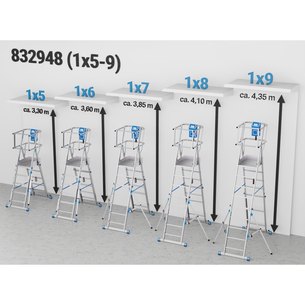 Produktabbildung Nr. 22: KRAUSE® STABILO Teleskop-Podestleiter mit großer Standplattform SkyMatic 5-9 Sprossen