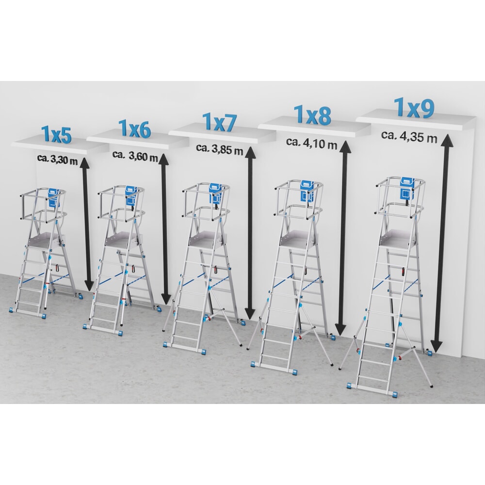 Produktabbildung Nr. 23: KRAUSE® STABILO Teleskop-Podestleiter mit großer Standplattform SkyMatic 5-9 Sprossen