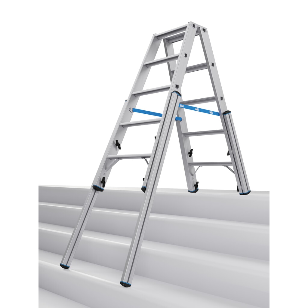 KRAUSE® STABILO Teleskopleiter mit Stufen, beidseitig begehbar, 2 x 5 Stufen Produktabbildung: KRAUSE® STABILO Teleskopleiter mit Stufen, beidseitig begehbar, 2 x 5 Stufen