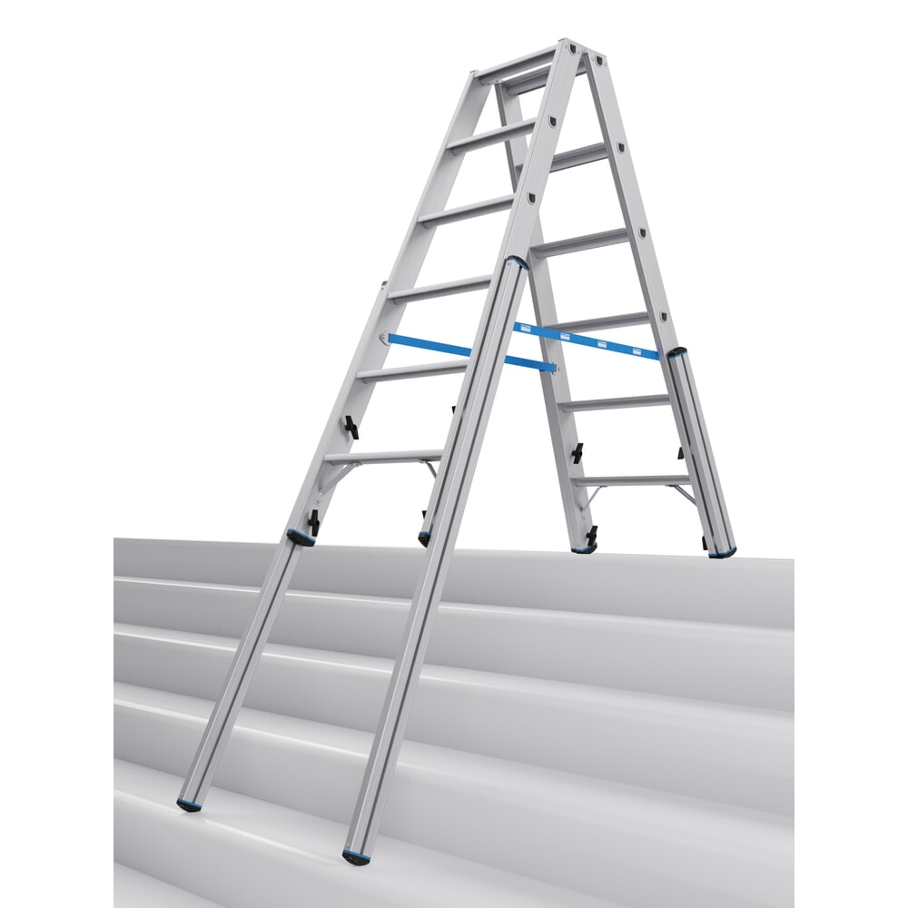 Produktabbildung: KRAUSE® STABILO Teleskopleiter mit Stufen, beidseitig begehbar, 2 x 6 Stufen