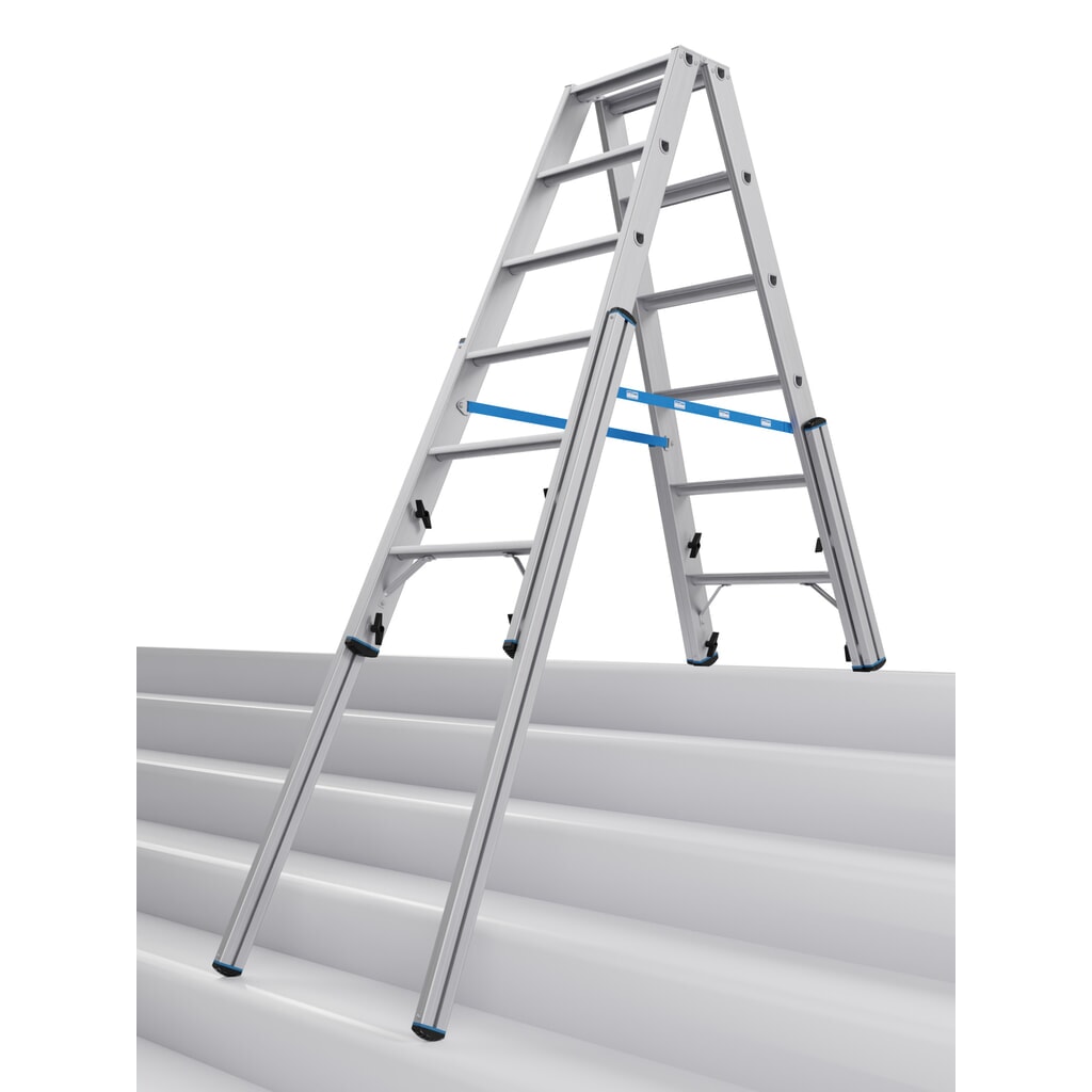 Produktabbildung: KRAUSE® STABILO Teleskopleiter mit Stufen, beidseitig begehbar, 2 x 6 Stufen
