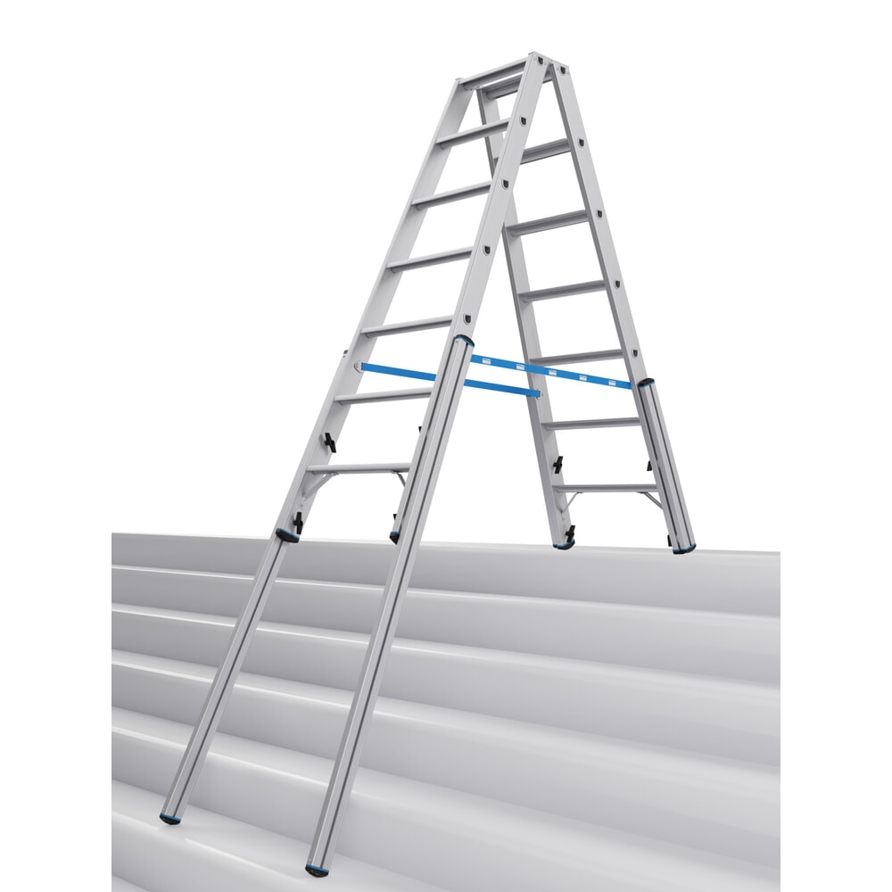 Produktabbildung: KRAUSE® STABILO Teleskopleiter mit Stufen, beidseitig begehbar, 2 x 7 Stufen