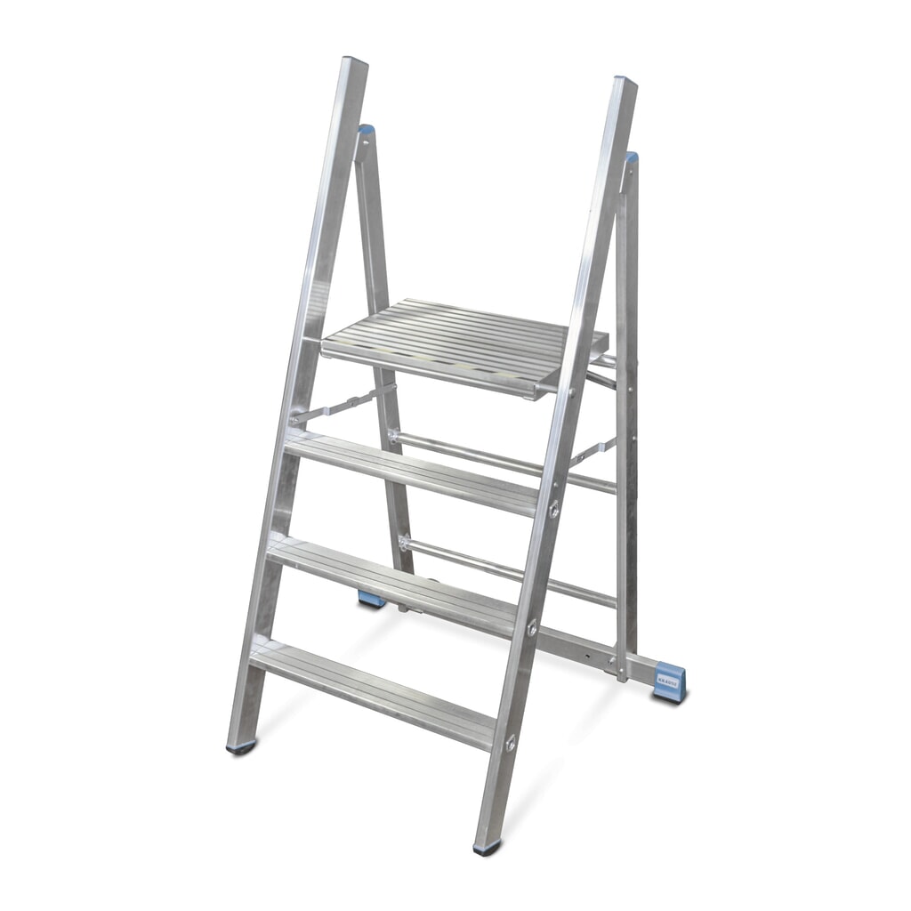 Produktabbildung: KRAUSE® STABILO Tritt aus Aluminium, mit 2 Rollen, 4 Stufen