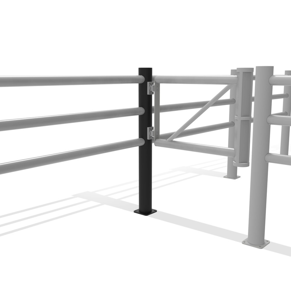 Číslo obrázka výrobku 11: Stredový stĺpik krídlových dverí pre bezpečnostné lišty „Delta“, Ø 110 mm, výška 1200 mm, 90°