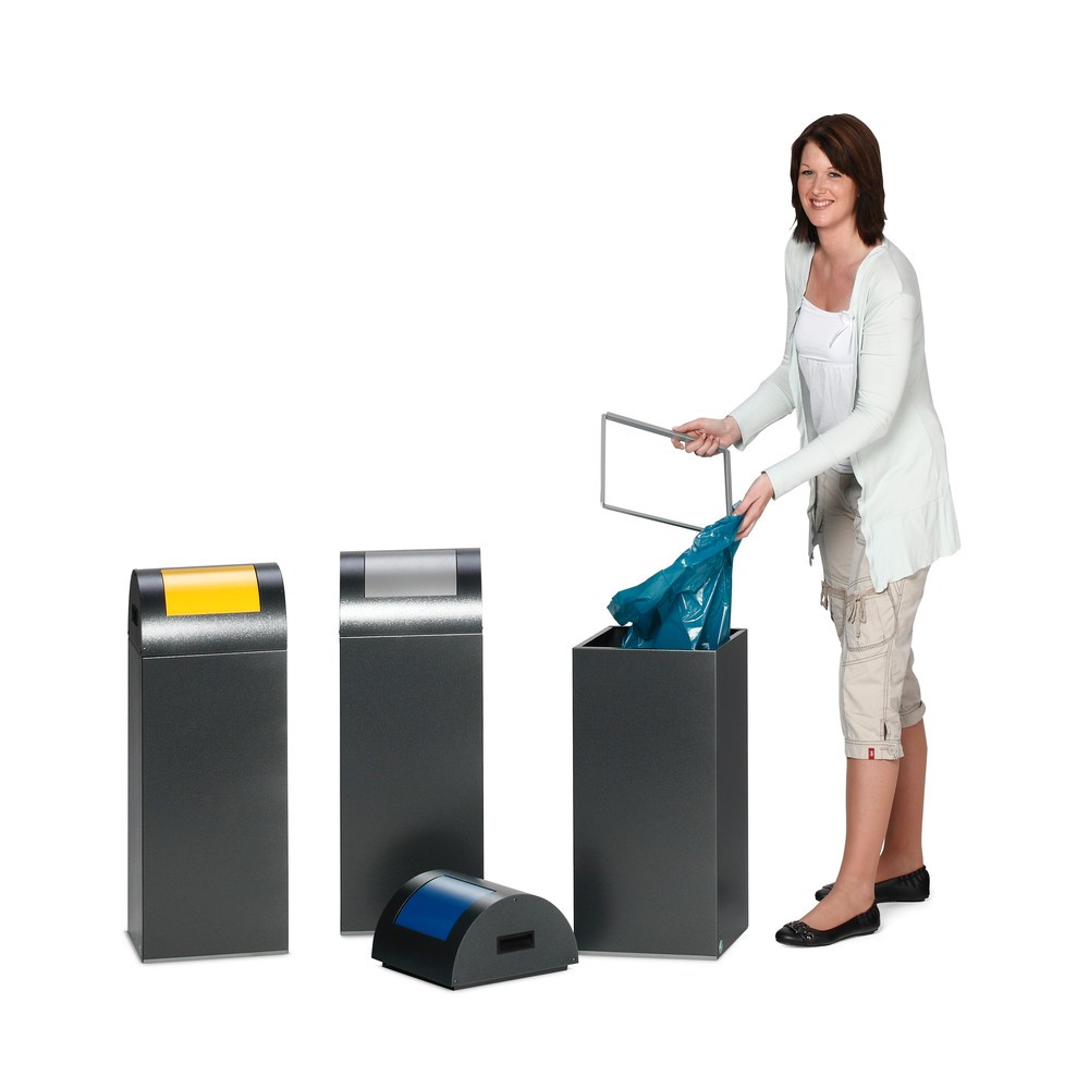 Productafbeelding nr. 4: Kringloop afvalbak VAR®, 60 liter, vuurdovend, bak antiek-zilver, deksel rond/blauw