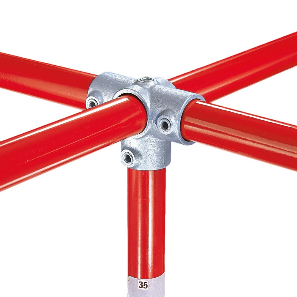 Product afbeelding: Kruisverbinding met 3 insteken, 1 middendoorgang, buiten-Ø buis 26,9 mm