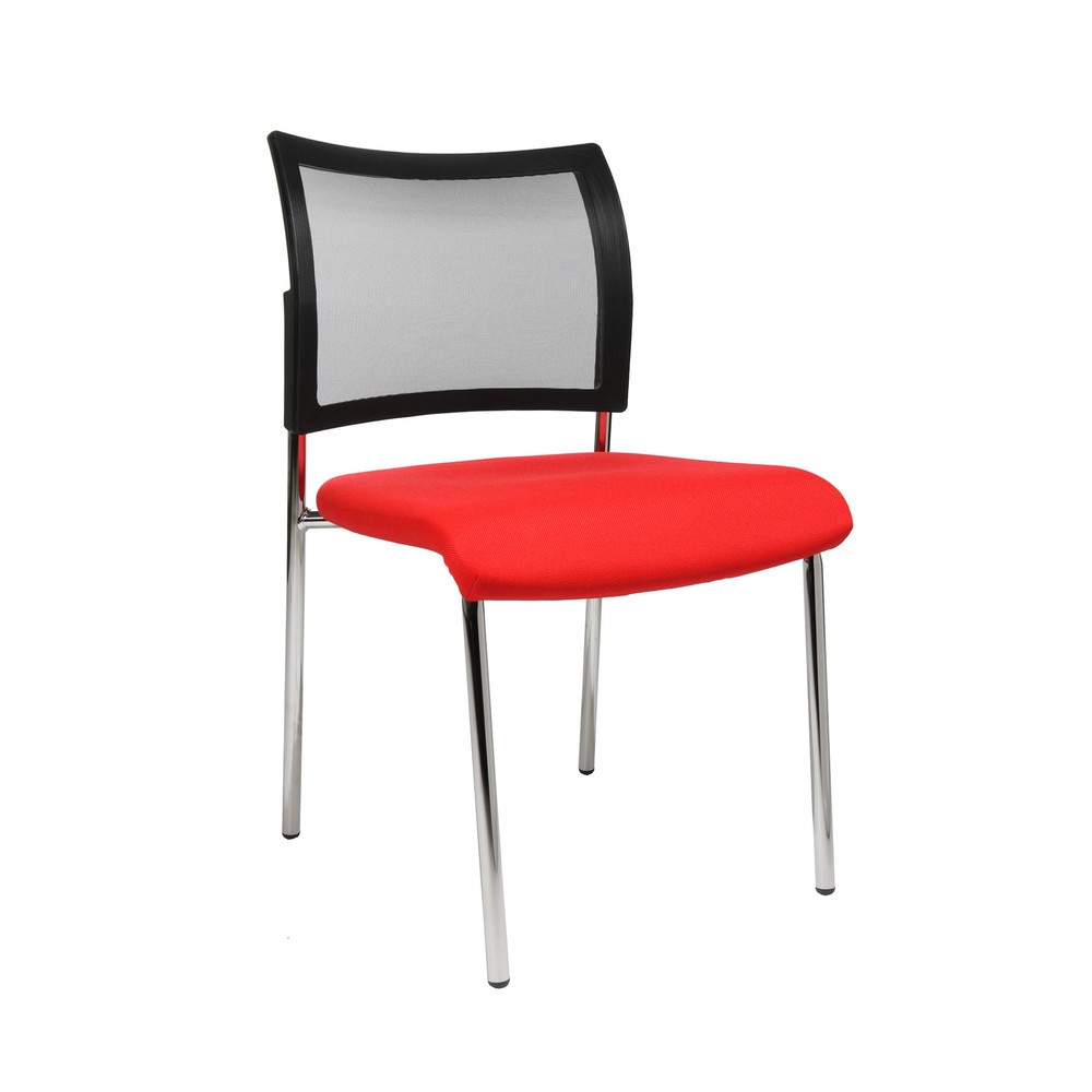 Zdjęcie produktu nr 1: Krzesło dla gości Topstar® Classic z oparciem siatkowym + stelaż 4-nożny, czerwone