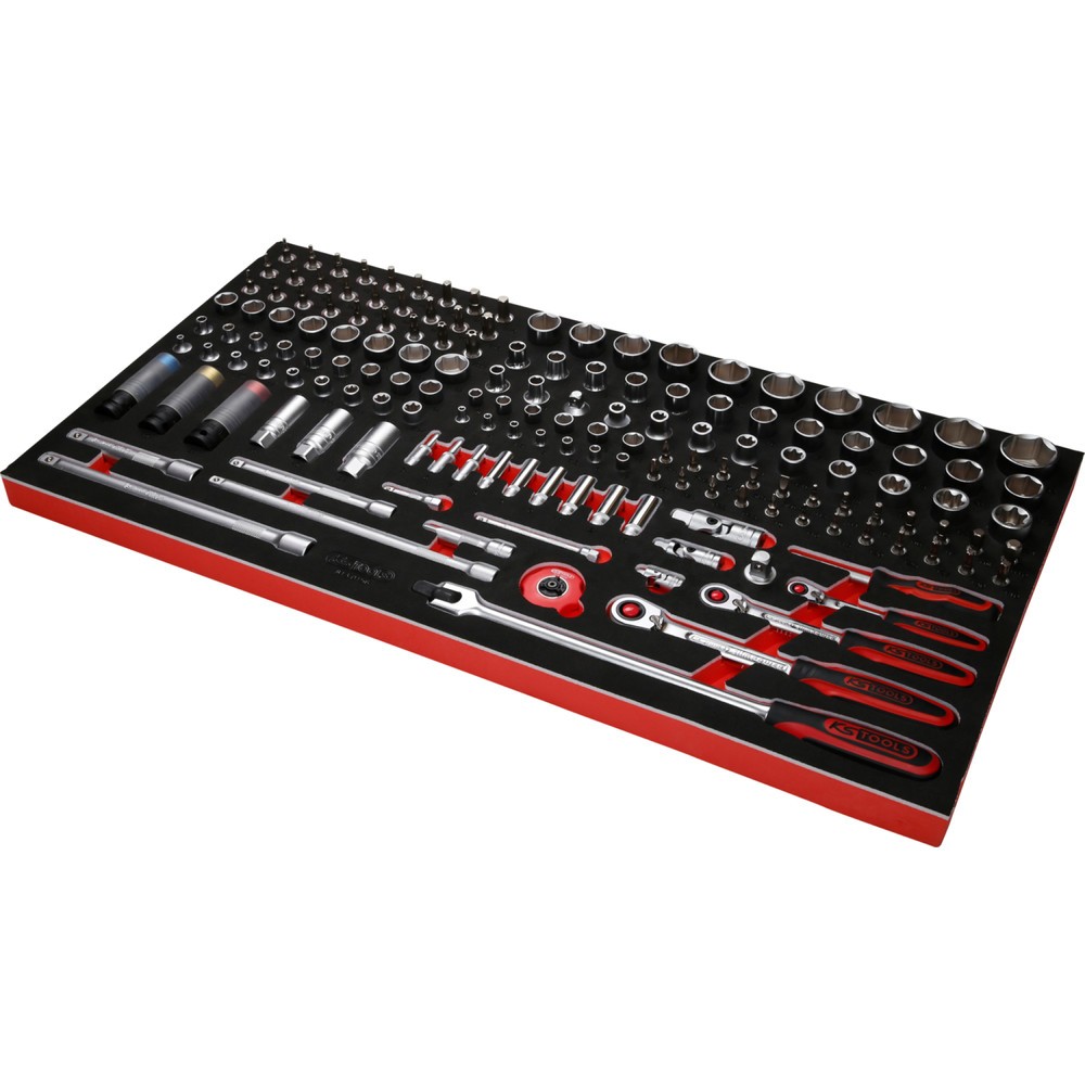 Produktabbildung Nr. 4: KS TOOLS 1/4'' + 3/8'' + 1/2'' Steckschlüssel-Satz in Schaumstoffeinlage, 156-tlg