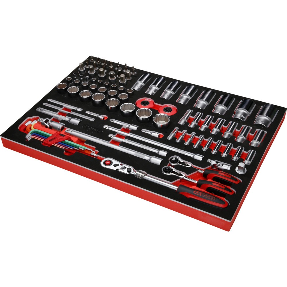 Produktabbildung Nr. 4: KS TOOLS 1/4'' + 3/8'' + 1/2'' Steckschlüssel-Satz in Schaumstoffeinlage, 92-tlg, Zoll