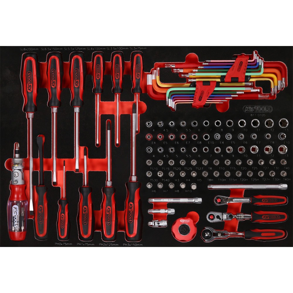 KS TOOLS 1/4'' Steckschlüssel- / und Schraubendreher-Satz in Schaumstoffeinlage, 105-tlg Produktabbildung: KS TOOLS 1/4'' Steckschlüssel- / und Schraubendreher-Satz in Schaumstoffeinlage, 105-tlg