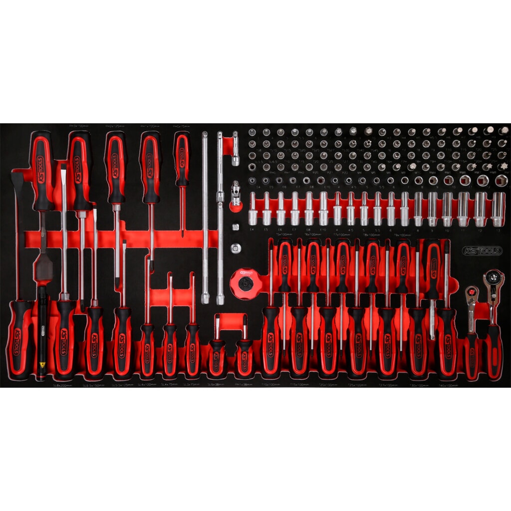 Produktabbildung: KS TOOLS 1/4'' Steckschlüssel- / und Schraubendreher-Satz in Schaumstoffeinlage, 146-tlg