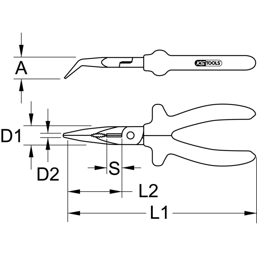 Produktabbildung Nr. 6: KS TOOLS 1000V Flachrundzange, beschichteter Arbeitskopf, gebogen, 200mm