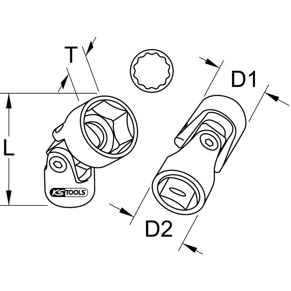 Produktabbildung Nr. 1: KS TOOLS 3/8" 12-kant-Stecknuss mit Gelenk für Getriebe, 16 mm