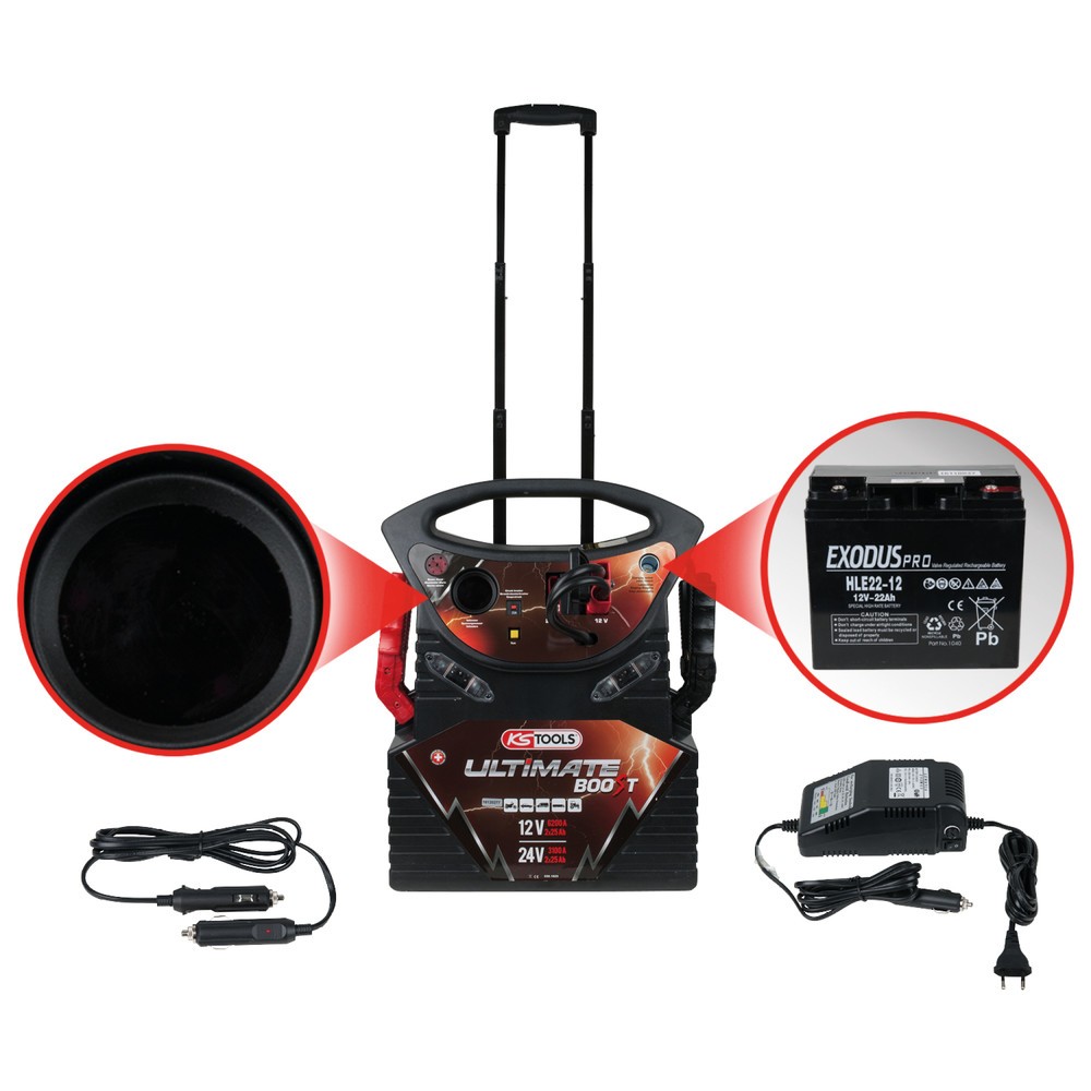 Produktabbildung Nr. 5: KS TOOLS 12 V + 24 V Batterie-Booster, mobiles Starthilfegerät 2340 A