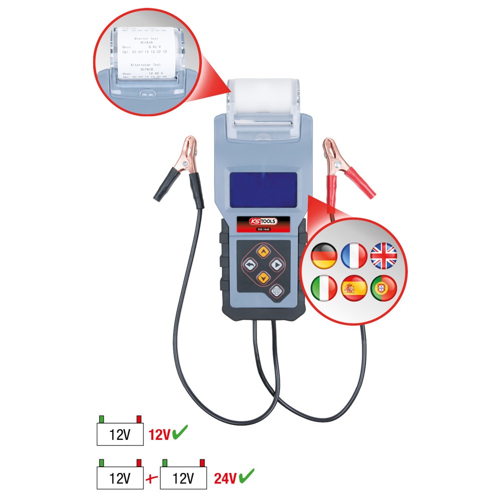 Produktabbildung Nr. 8: KS TOOLS 12V Digital-Batterie- und Ladesystemtester mit integriertem Drucker