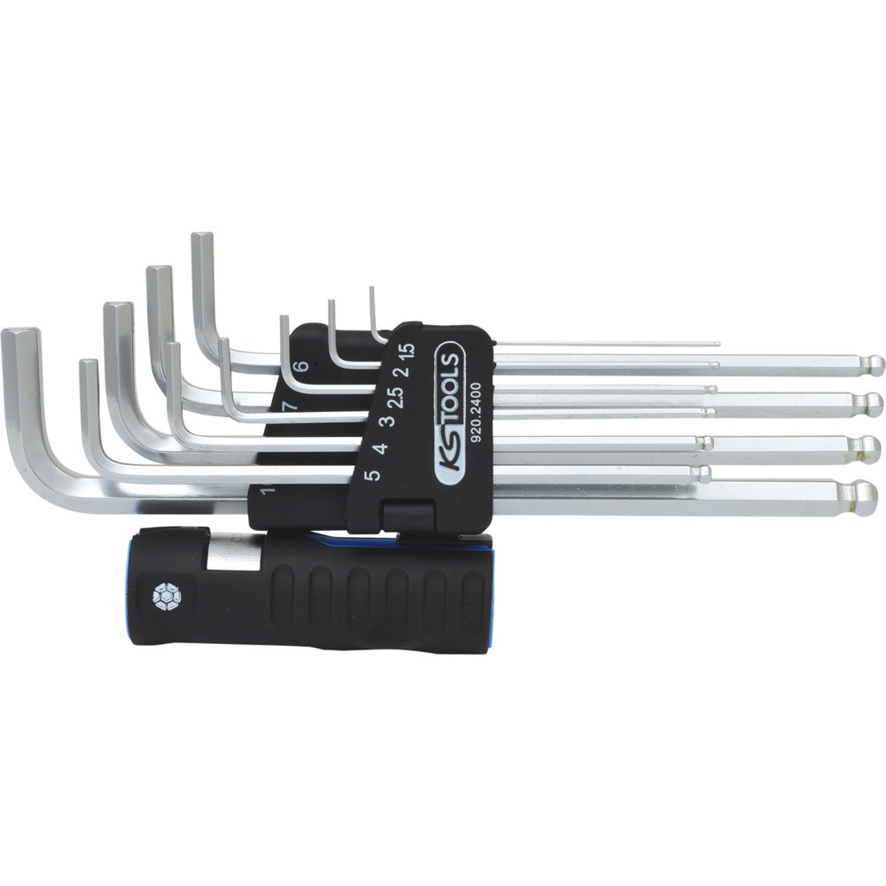 Produktabbildung Nr. 1: KS TOOLS 3 in 1 Innen6kant-Winkelstiftschlüssel-Satz,10-tlg XL, Kugelkopf