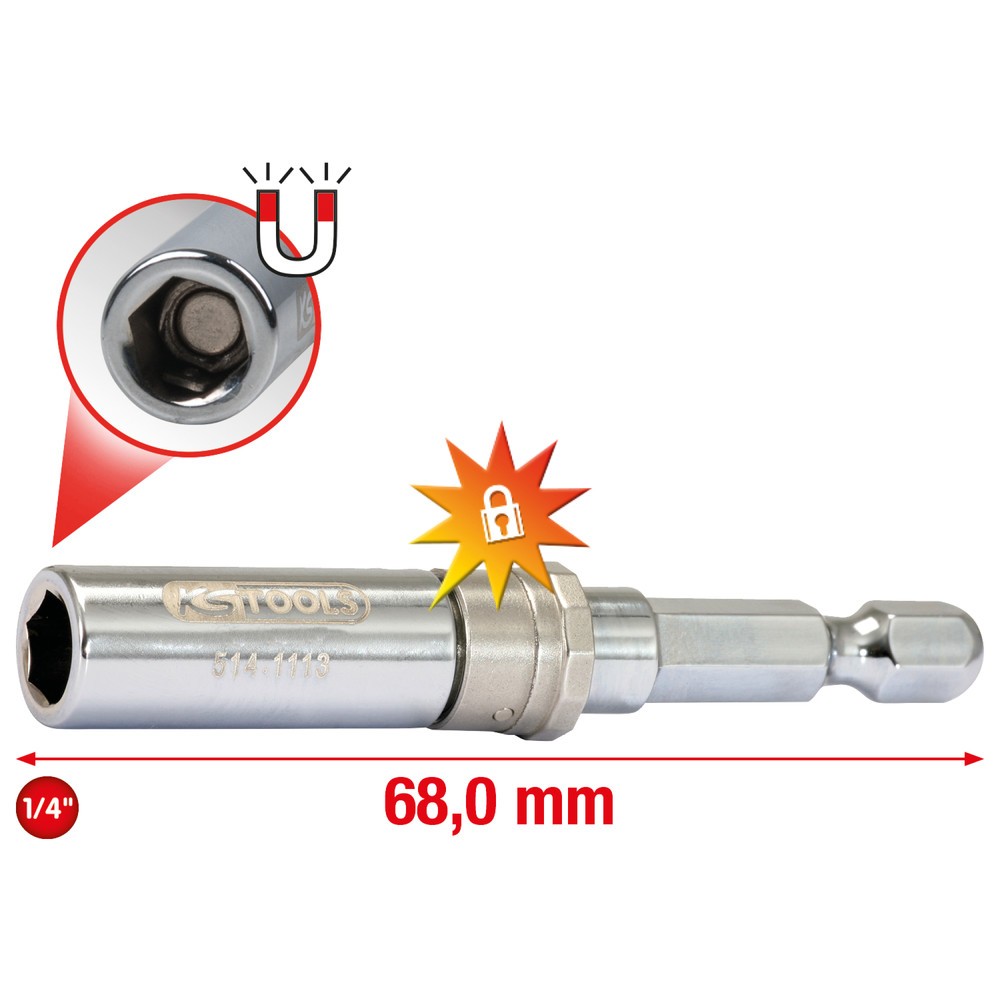 Produktabbildung Nr. 5: KS TOOLS 1/4" Auto-Slimlock Schnellwechsel-Bithalter, 65mm